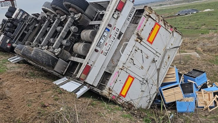 Batman’da Arı kovanı yüklü tır devrildi