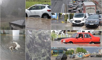 Diyarbakır’da Caddeler göle döndü, altgeçitlerde araçlar mahsur kaldı