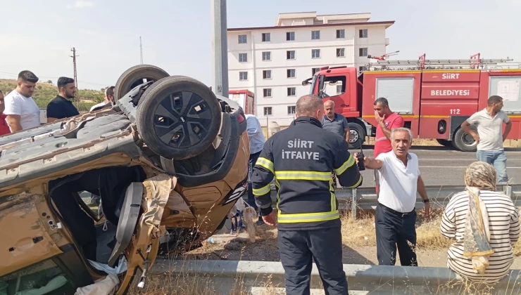 Kaza yapan otomobil ters döndü, 3 kişi yaralandı
