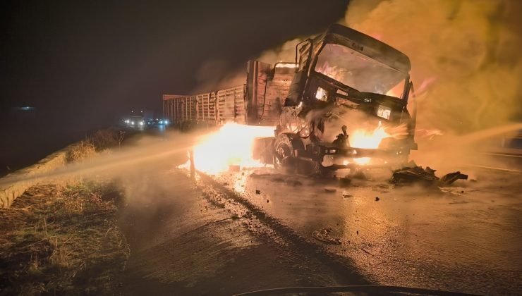 Mardin’de iki tır çarpıştı: Bir tır alevlere teslim oldu