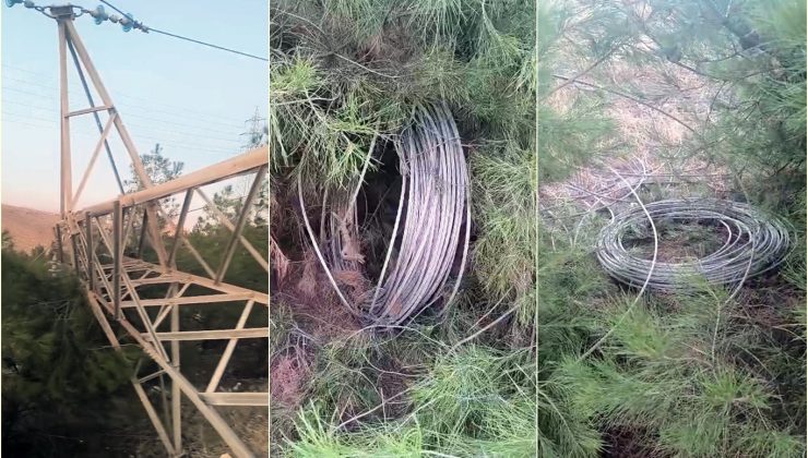 Direk hırsızları bölgeyi elektriksiz bıraktı