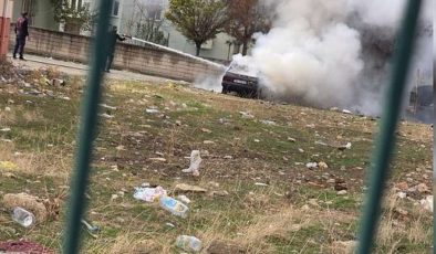 Siirt’te park halindeki araç alev alev yandı