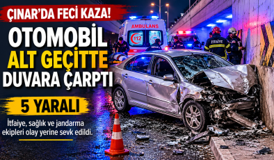 Çınar’da Feci Kaza: Otomobil Alt Geçitte Duvara Çarptı, 5 Yaralı