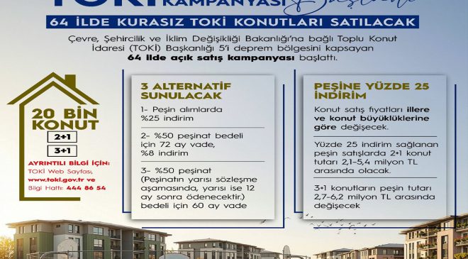 TOKİ 64 ilde 20 bin konutu satışa sunacak