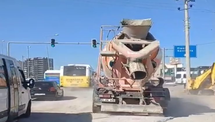 Diyarbakır’da beton mikseri seyir halindeyken yola çimento döktü