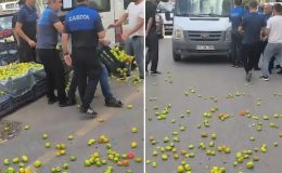 Siirt’te zabıta denetiminde gerginlik: Ürünlerini yola döktü
