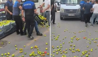 Siirt’te zabıta denetiminde gerginlik: Ürünlerini yola döktü