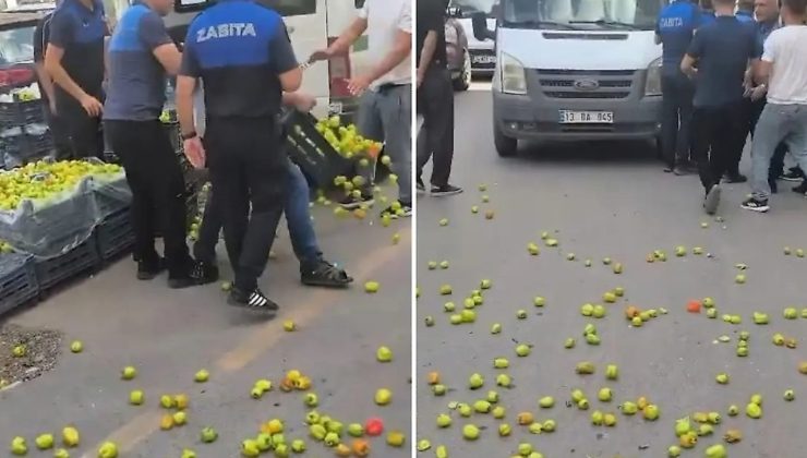 Siirt’te zabıta denetiminde gerginlik: Ürünlerini yola döktü