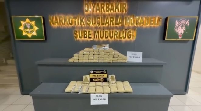 Diyarbakır’da araçtan 56 kilo toz esrar çıktı