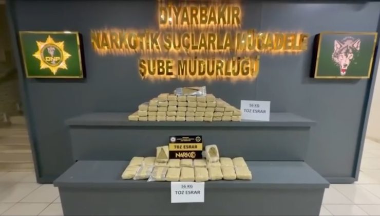 Diyarbakır’da araçtan 56 kilo toz esrar çıktı